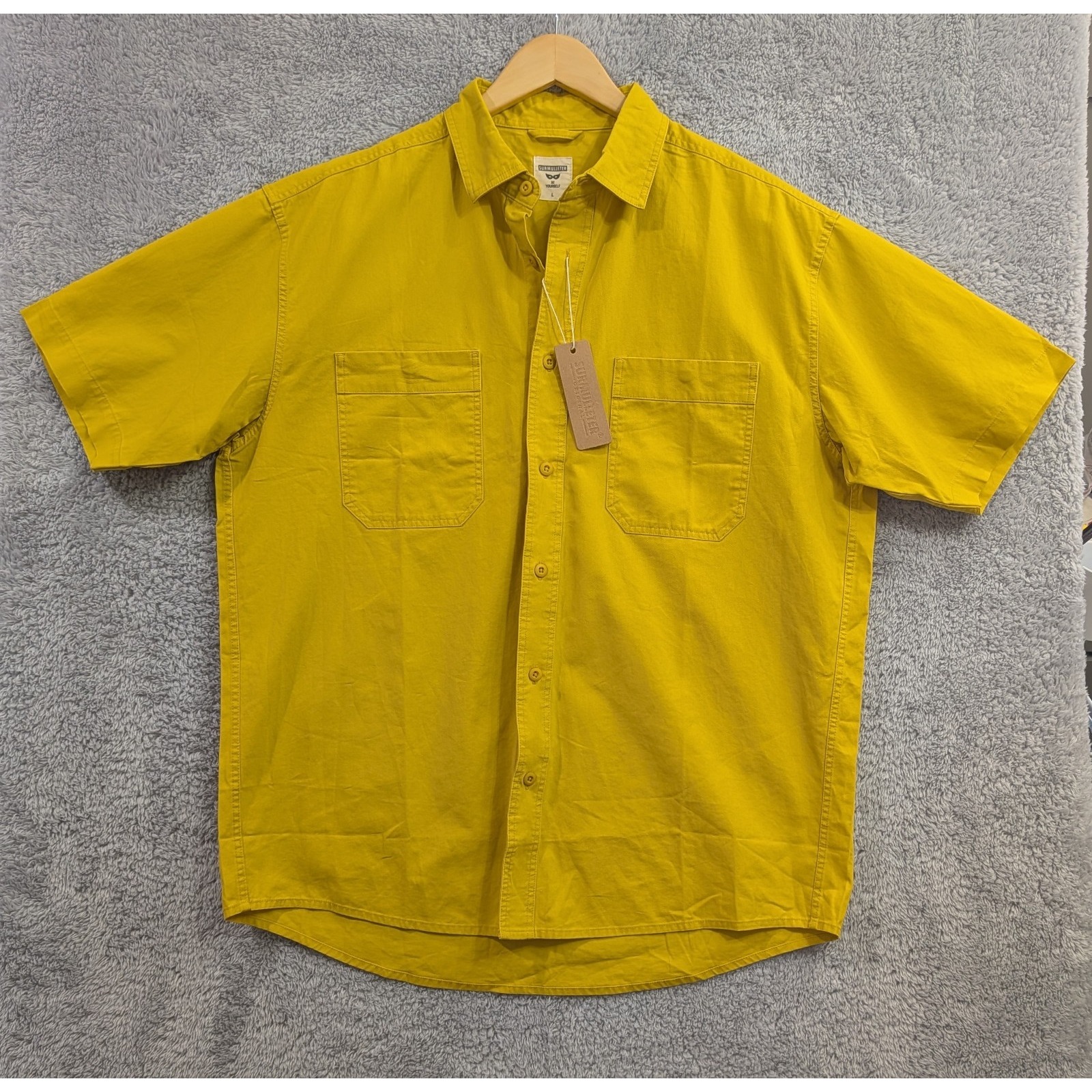 Surmulleter Utility Shirt Men's Large Yellow Cotton Short Sleeve Two Pocket Nwt